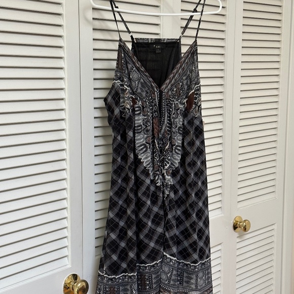 Forever 21 Dress Tartan Plaid Tribal Print Sleeveless Large NWT - Picture 1 of 17